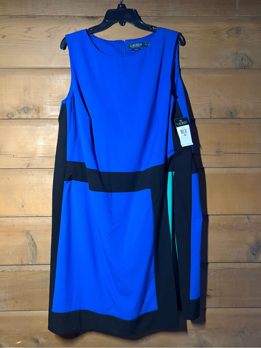 Lauren Ralph Lauren Blue & Green Dress- Colorblock- NWT- Size 18W - Picture 2 of 9